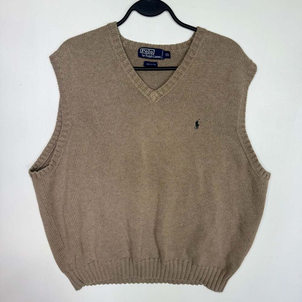 Polo by Ralph Lauren Men's Tan 100% Cotton V-Neck Sweater Vest XXL